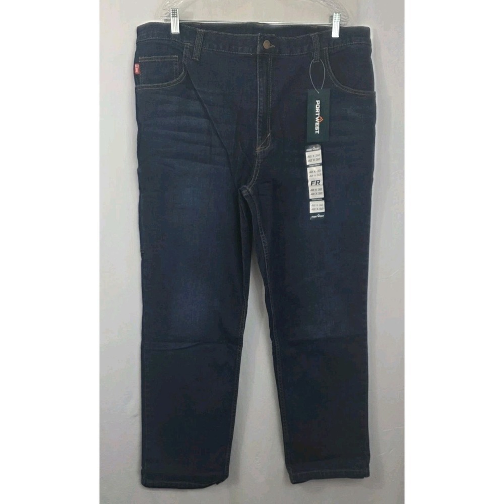 NWT Portwest FR Stretch Denim Jeans 42X32 Indigo Blue Retail $100.59